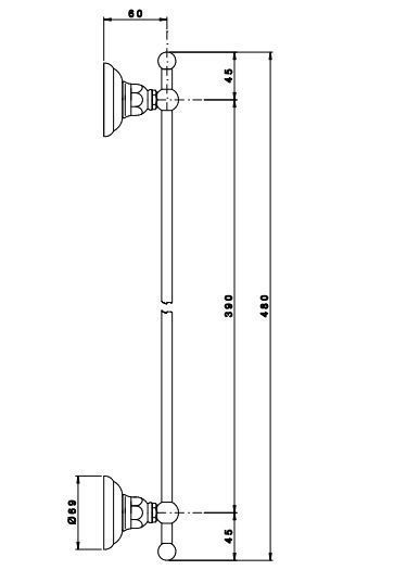 Полотенцедержатель NICOLAZZI ACCESSORI 1484BZ 450 мм, бронза