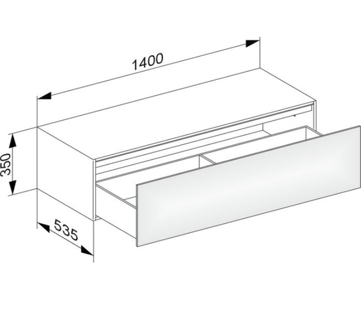 Тумба боковая подвесная KEUCO EDITION 11 31326 280100 с одним выдвижным фронтом, с внутренней светодиодной подсветкой, корпус матовый лак/фасад матовое стекло, кашемир