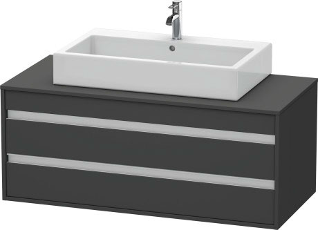 Тумба подвесная под раковину Duravit Ketho KT665604949 с двумя выдвижными ящиками, графит матовый
