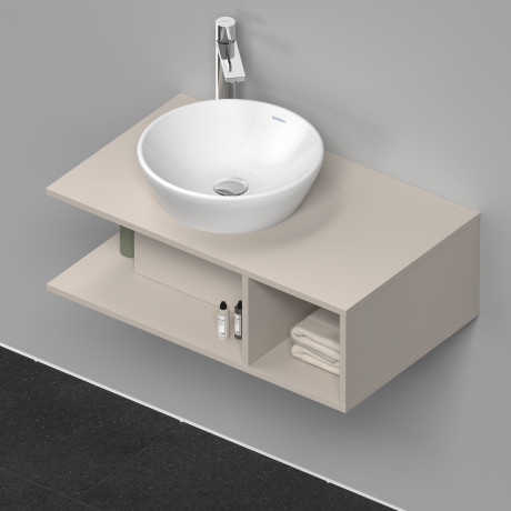 Тумба подвесная под раковину DURAVIT D-Neo DE491809191 800 мм х 480 мм, с консолью, с открытой полкой справа, серо-коричневый матовый