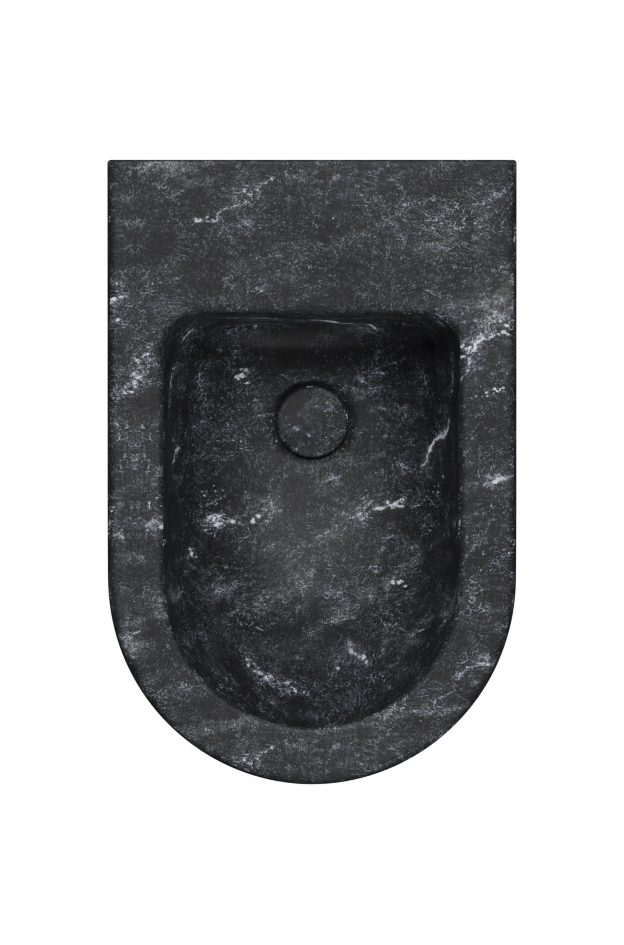 Биде подвесное GSI AltaCeramica AC202F36 550 мм х 360 мм, с отверстием под смеситель, с переливом, с креплением, цвет под черный мрамор Marbled black (артикул без крепежа AC20236)