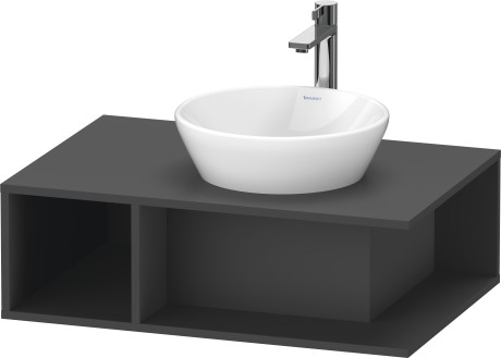 Тумба подвесная под раковину DURAVIT D-Neo DE495804949 800 мм х 550 мм, с консолью, с открытой полкой слева, графит матовый