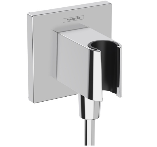 Шланговое подсоединение квадратной формы HANSGROHE FixFit E 26889000 со встроенным держателем ручного душа, цвет Хром