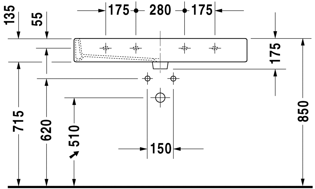 Раковина подвесная Duravit Vero 0454100000 100х47см