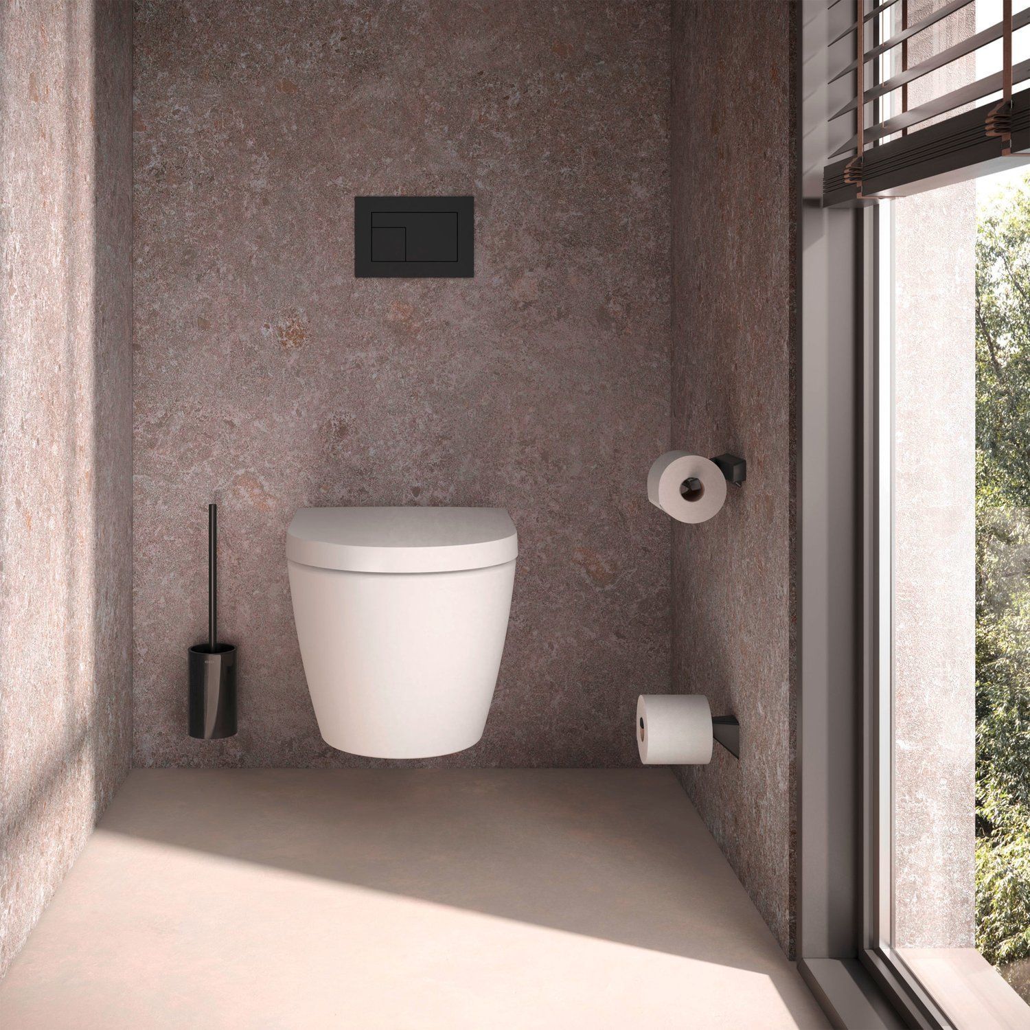 Туалетный ёрш с колбой KEUCO AVENO 14664 379000 с клеевым комплектом, цвет Чёрный матовый