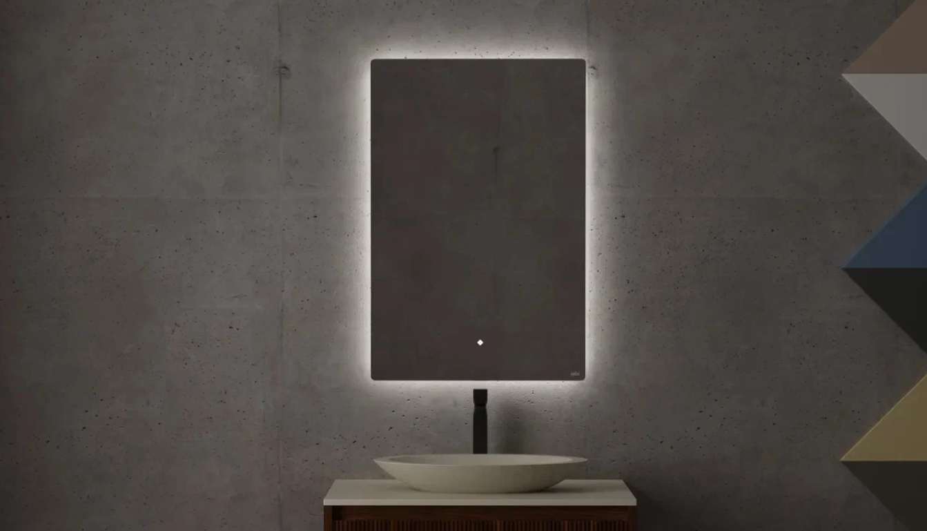 Зеркало с LED - подсветкой SALINI OMBRA 27M016090BH 600х900х25мм, с обогревом и сенсорным включателем, цвет Серый
