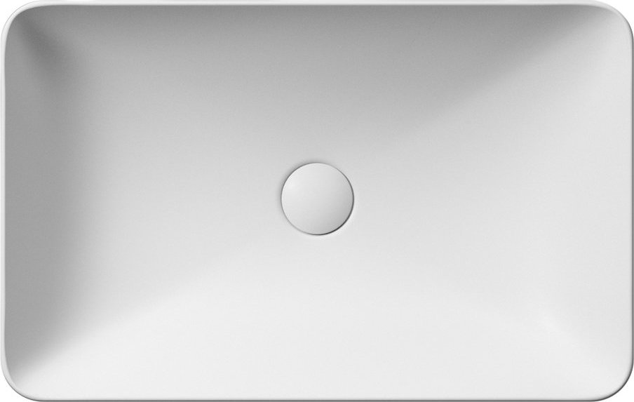 Раковина накладная GSI PURA 883709 600 мм х 380 мм, без отверстия для смесителя, без перелива, белый матовый