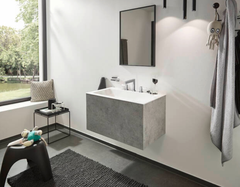 Смеситель для раковины на 3 отверстия Hansgrohe Finoris 76033000 110 мм, с клапаном push-open, цвет Хром