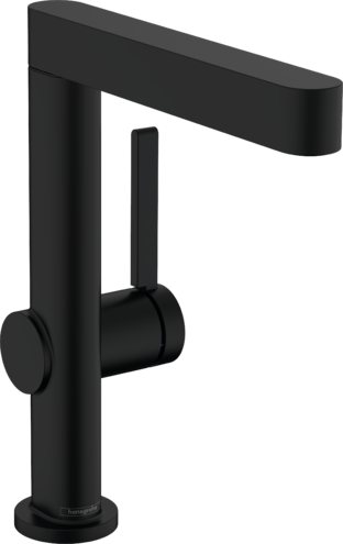 Смеситель для раковины HANSGROHE Finoris 76060670 230 мм, с поворотным изливом, со сливным клапаном Push-Open, чёрный матовый