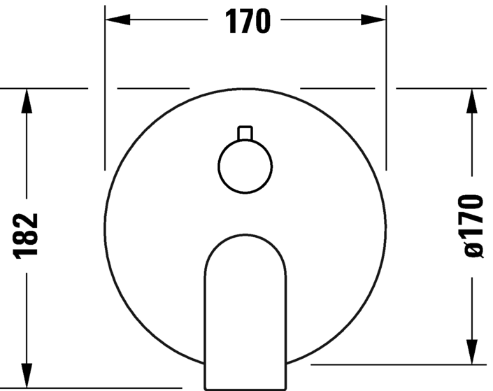 Внешняя часть смесителя для ванны DURAVIT TULUM TU5210012046 диаметр 170 мм, с переключающим клапаном, чёрный матовый