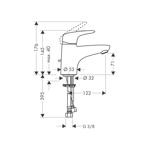 Смеситель для раковины Hansgrohe Metris E 31070000 Хром (изделие снято с производства)