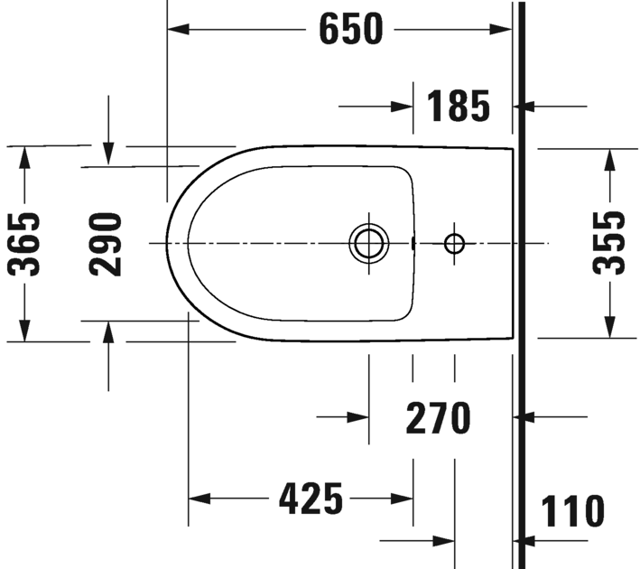Биде напольное DURAVIT Duravit No.1 2297100000 650 мм х 355 мм, с переливом, с отверстием под смеситель, с креплением, белое