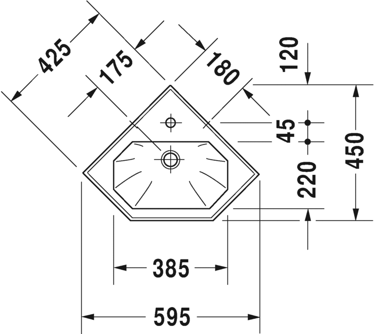 Раковина подвесная Duravit 1930 series 0793420000 59х45см