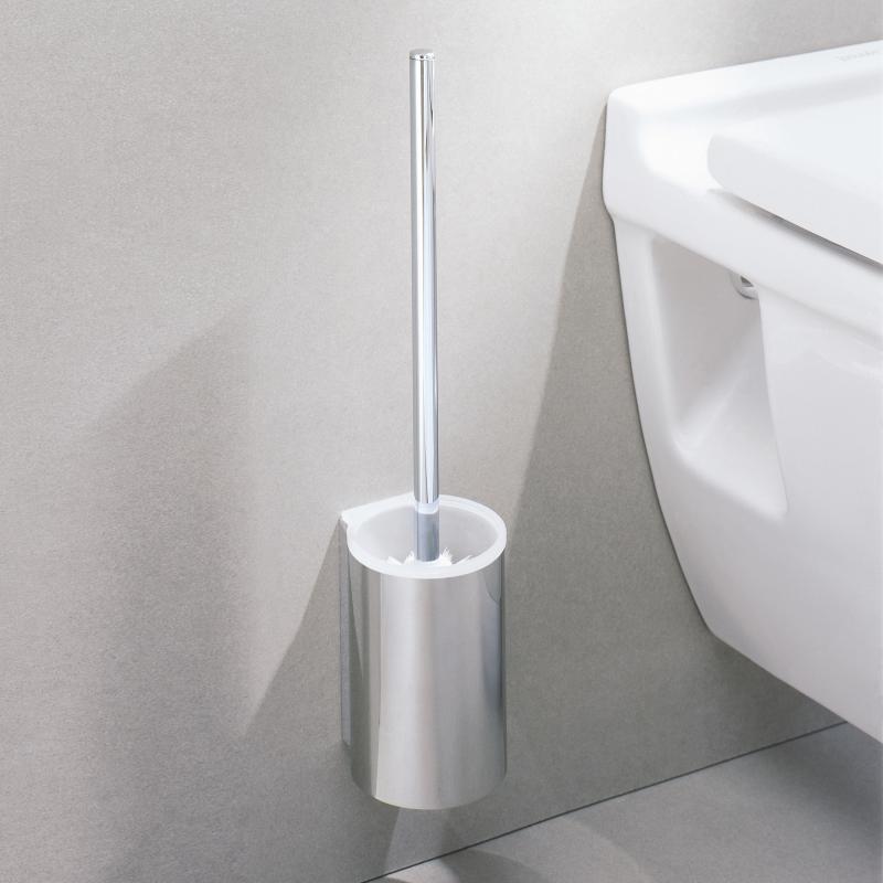 Ершик для туалета с белой колбой Keuco Plan 14972 170100 алюминий серебристый анодированный, хром