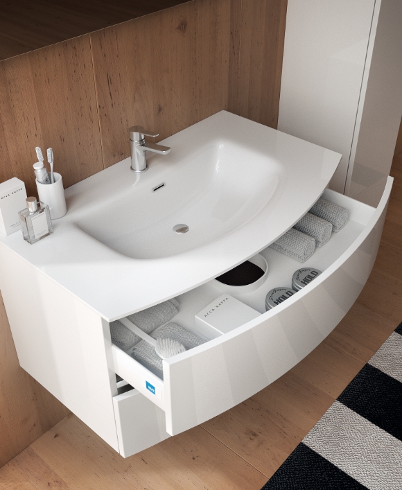 Раковина BMT MOON 832 742 LAF 010   910х15х550 мм, с отверстием под смеситель, с переливом, белый глянцевый