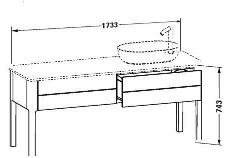Тумба напольная под столешницу Duravit Luv LU9563R9292 каменно-серый