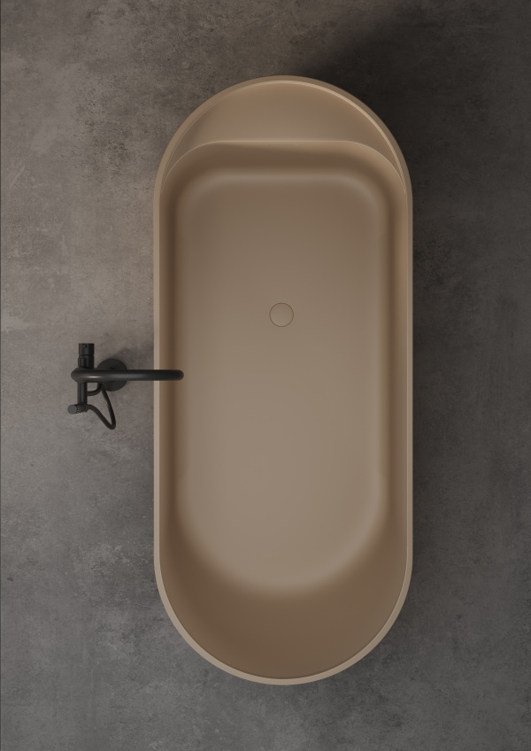 Ванна овальная отдельностоящая из композита DEA DESIGN STRIPES DD8803 1700 1 1700 мм х 720 мм х 560 мм, с сифоном и донным клапаном, цвет  Dark Camel №1