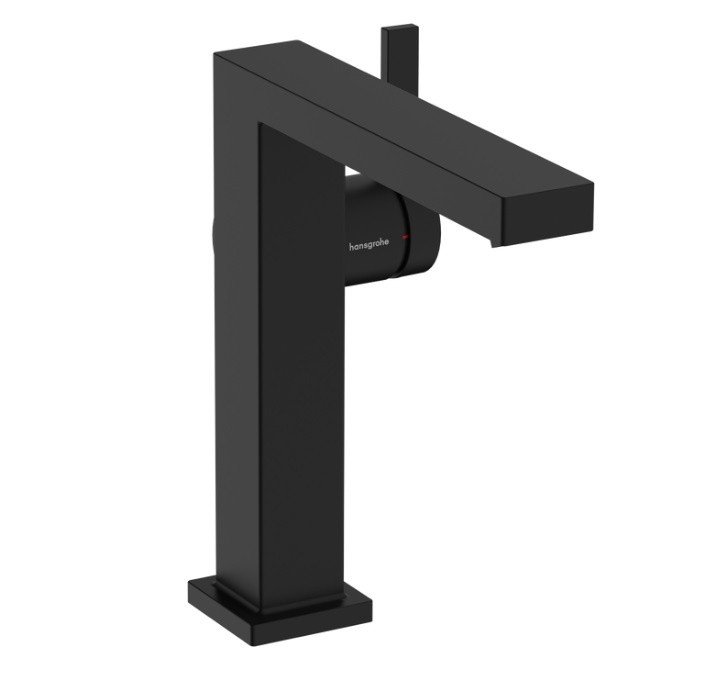 Однорычажный смеситель для раковины Hansgrohe Tecturis E 73040670 CoolStart, с клапаном push-open, цвет Чёрный матовый