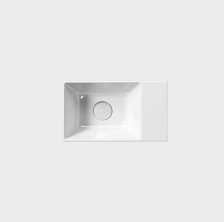 Раковина накладная/подвесная прямоугольная GSI KUBE X 9484111 400 мм х 230 мм, с отверстием под смеситель справа/слева, цвет Белый Глянцевый