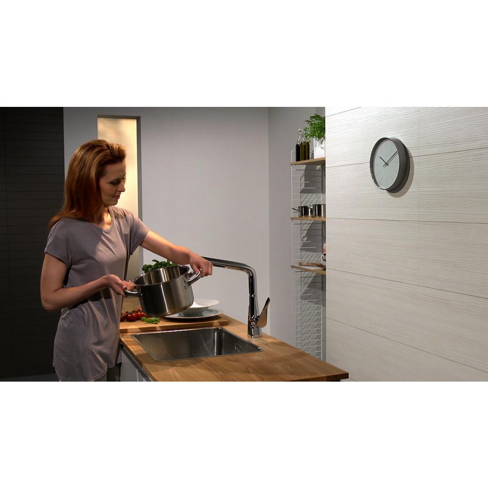 Смеситель для кухни с выдвижным душем Hansgrohe Metris Select 14884800 Под сталь