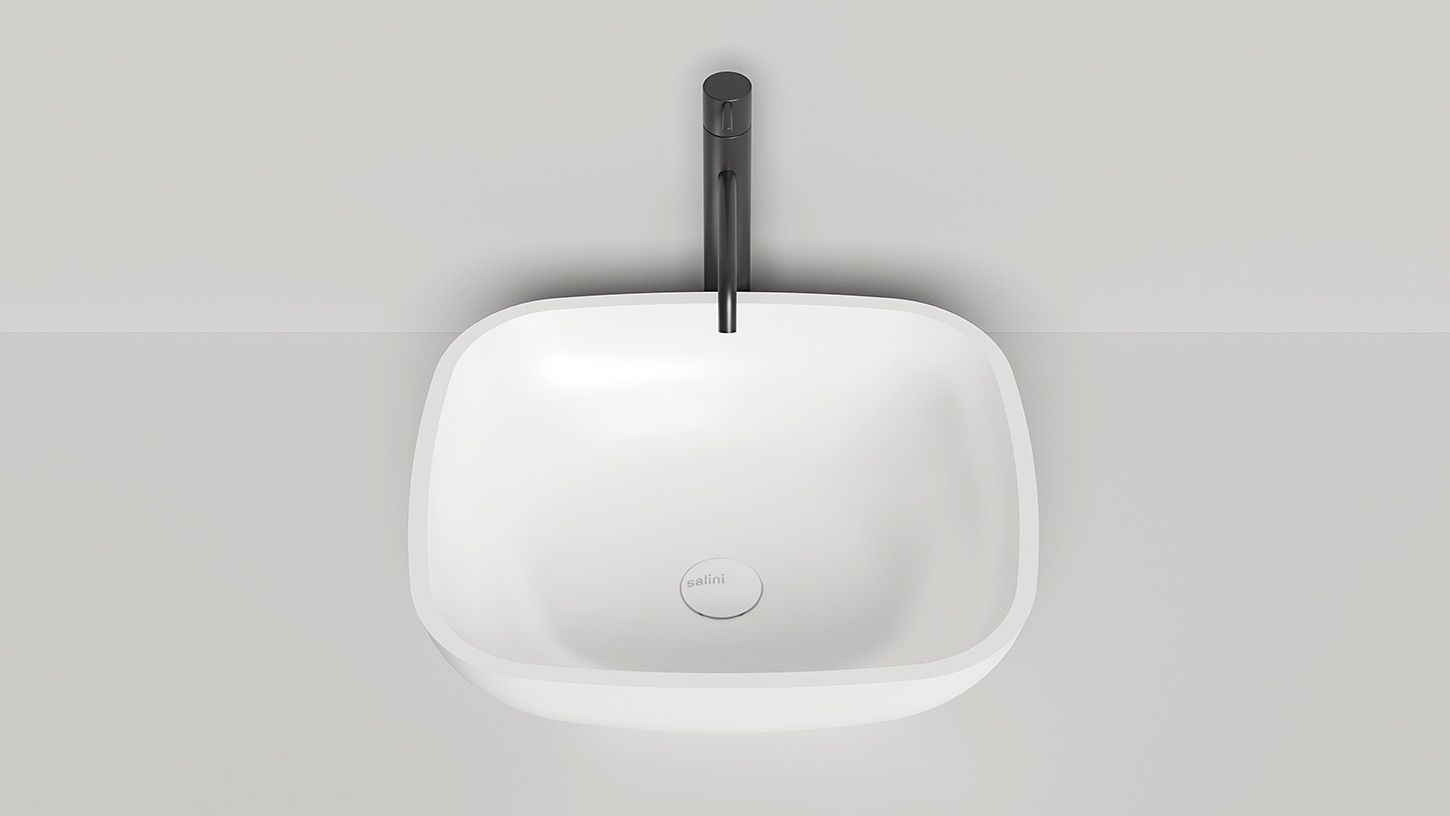 Раковина накладная прямоугольная SALINI GLORIA 08 1102208M 495х445х150мм, S-Stone, без донного клапана, цвет Белый матовый