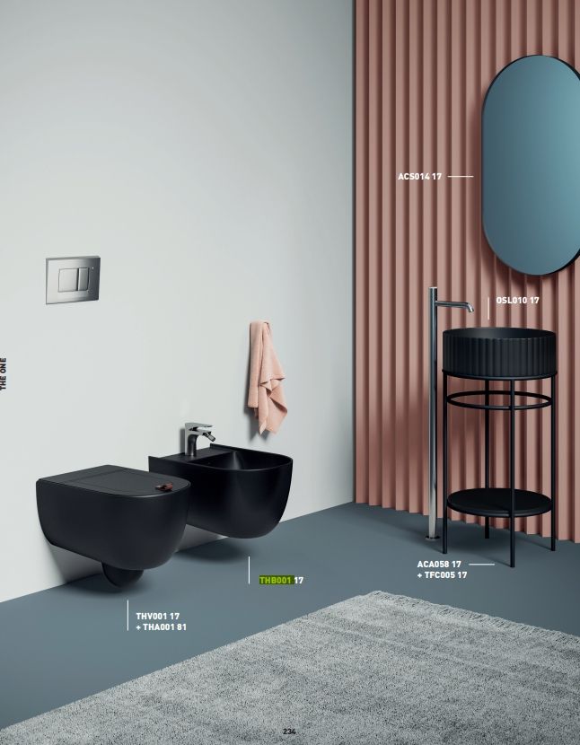 Биде подвесное ARTCERAM THE ONE THB001 17 00 520 мм х 350 мм, с 1 отверстием под смеситель, c креплением, чёрное матовое.( Снимается с производства)