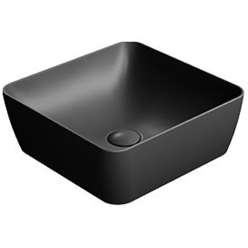 Раковина накладная квадратная GSI NUBES 903826 380 мм х 380 мм, без отверстия под смеситель, цвет Чёрный матовый Ardesia