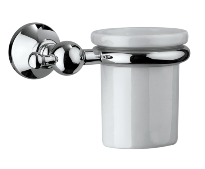 Держатель для стакана из латуни подвесной BOSSINI CLASSIC V50311.030 с керамическим стаканом, цвет Хром/Белый
