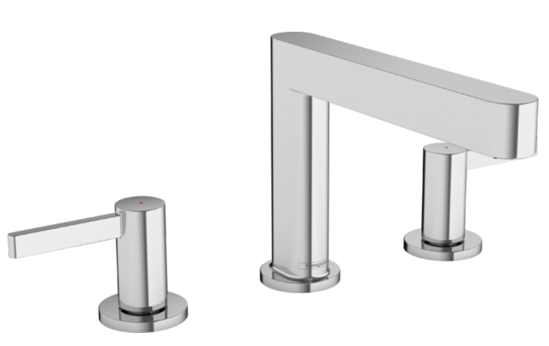 Смеситель для раковины на 3 отверстия Hansgrohe Finoris 76033000 110 мм, с клапаном push-open, цвет Хром