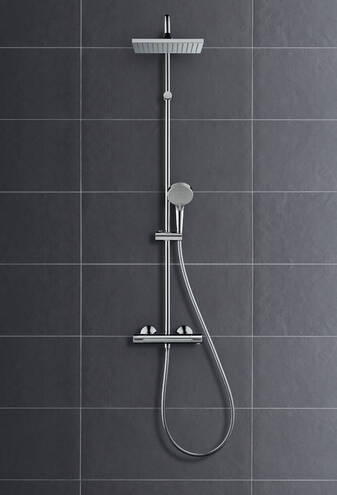 Душевая система HANSGROHE Vernis Shape Showerpipe 230 1jet 26286670 с термостатом, матовый чёрный