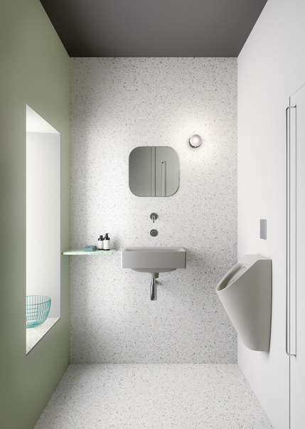 Писсуар безободковый GSI COMMUNITY 9097FO17 скрытый подвод воды, с крепежом, цвет Cenere Matte