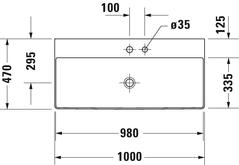 Раковина подвсеная Duravit Durastyle 2353100071 с отверстием под смеситель, без перелива, белая