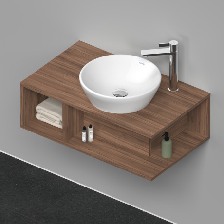 Тумба подвесная под раковину DURAVIT D-Neo DE493807979 800 мм х 480 мм, с консолью, с открытой полкой слева, орех натуральный