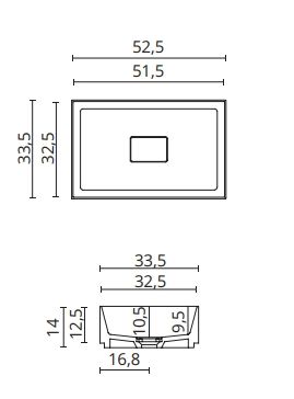 Раковина накладная BMT IKON COVER AP 801 715 FDB 01 DK  525х140х335 мм, без перелива, Белый матовый
