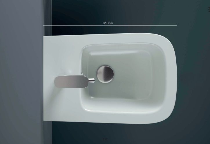 Биде повдесное ARTCERAM А16 ASB001 01 00 520 мм х 360 мм, с отверстием под смеситель, с переливом, белый глянцевый