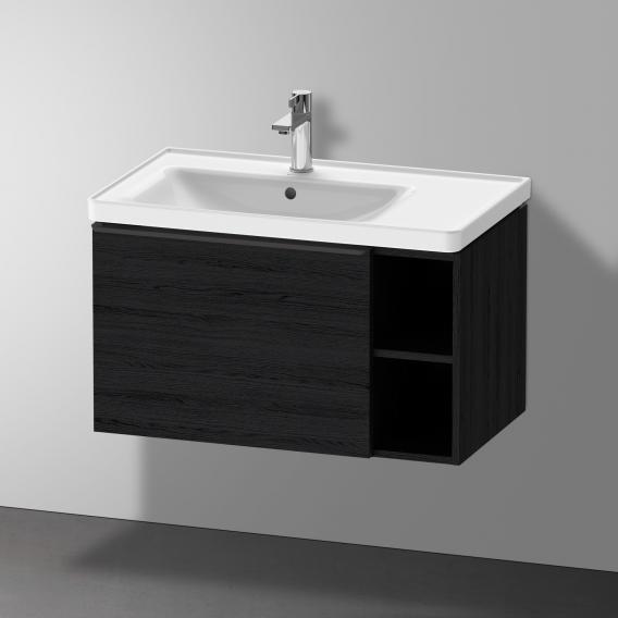 Тумба подвесная под раковину DURAVIT D-Neo DE425801616 784 мм х 452 мм, с выдвижным ящиком и открытой боковой полкой, чёрный дуб