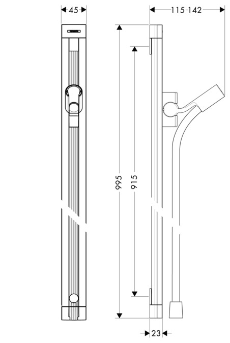 Душевая штанга 90 см со шлангом 160 см Hansgrohe Raindance Unica'S 27636000 хром