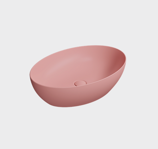 Раковина-чаша накладная GSI PURA 8842PVC24 600 мм х 420 мм, без отверстия под смеситель, без перелива, с донным клапаном, цвет матовый Blush