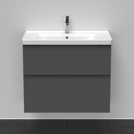 Тумба подвесная под раковину DURAVIT D-Neo DE435504949 784 мм х 452 мм, с выдвижным ящиком и выдвижным отделением, графит матовый