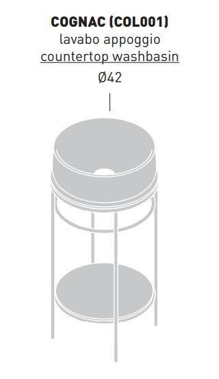 Раковиная круглая накладная ARTCERAM COGNAC COL001 01 00 420 мм х 420 мм, без отверстия под смеситель, без перелива, белый глянцевый