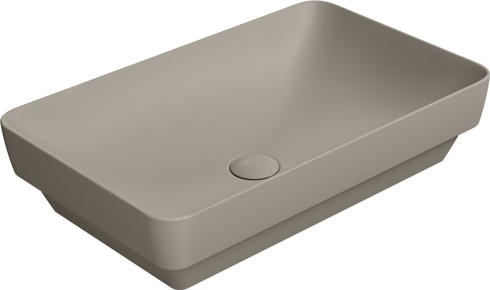 Раковина накладная GSI PURA 883705 600 мм х 380 мм, без отверстия под смеситель, без перелива, цвет Tortora Matte