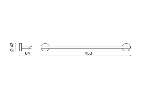 Полотенцедержатель из стали AISI304 BOSSINI Inox Line V50402.075 450 мм, цвет Матовая нержавеющая сталь