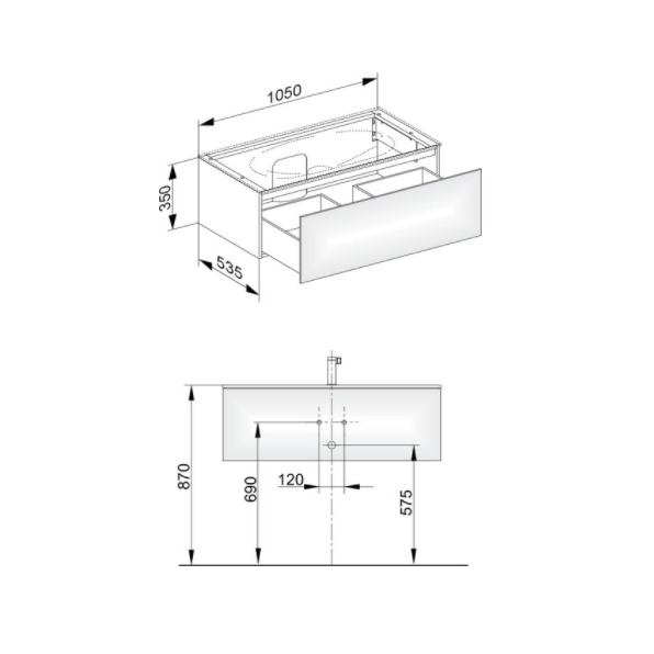 Тумба подвесная под раковину KEUCO EDITION 11 31351 370000 с одним выдвижным фронтом, корпус/фасад структурный лак, трюфель
