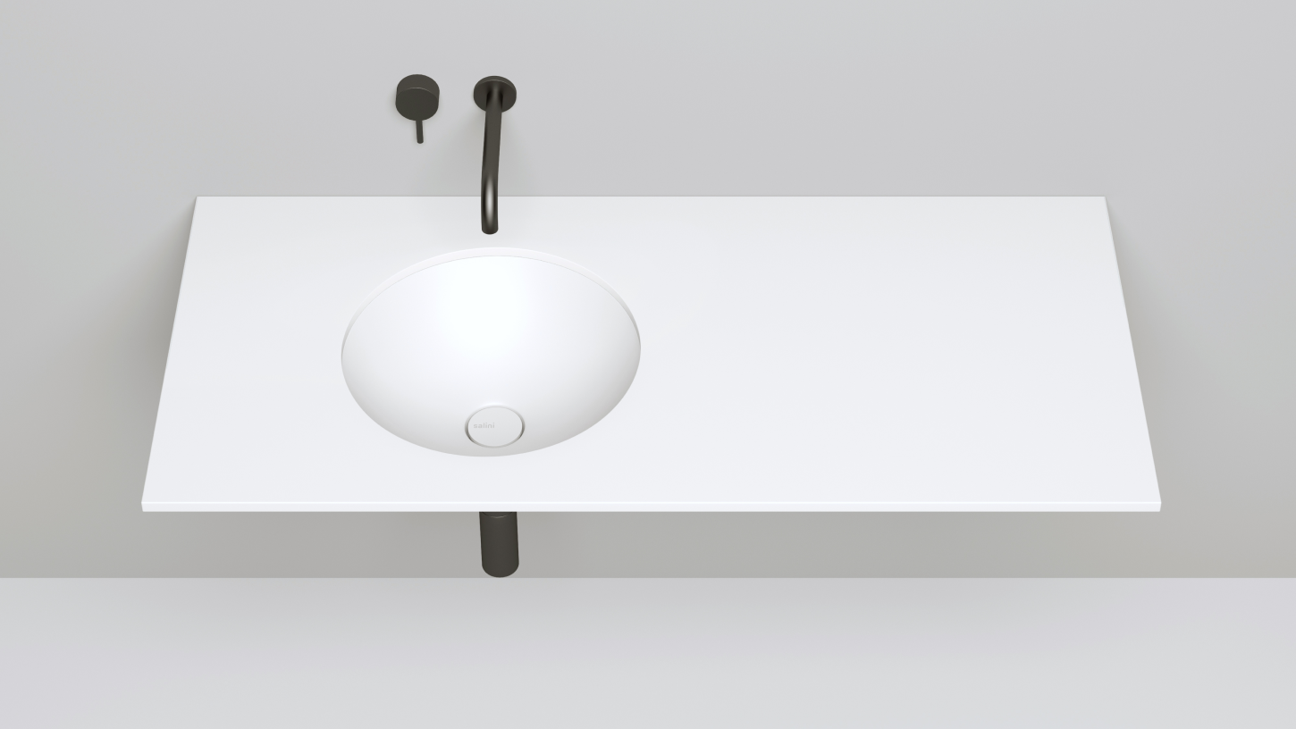 Раковина встраиваемая круглая SALINI MAREA 05 1802205M 420х420х138мм, S-Stone, без донного клапана, цвет Белый матовый