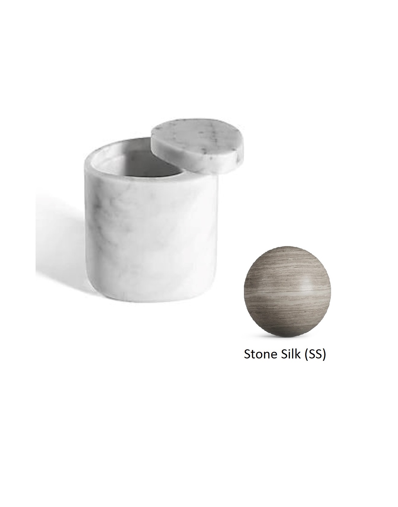 Контейнер с крышкой настольный  DEA DESIGN   MIA fagiolo   DD1654 SS    110х90хh120  мм,  из мрамора, цвет Stone Silk (SS)