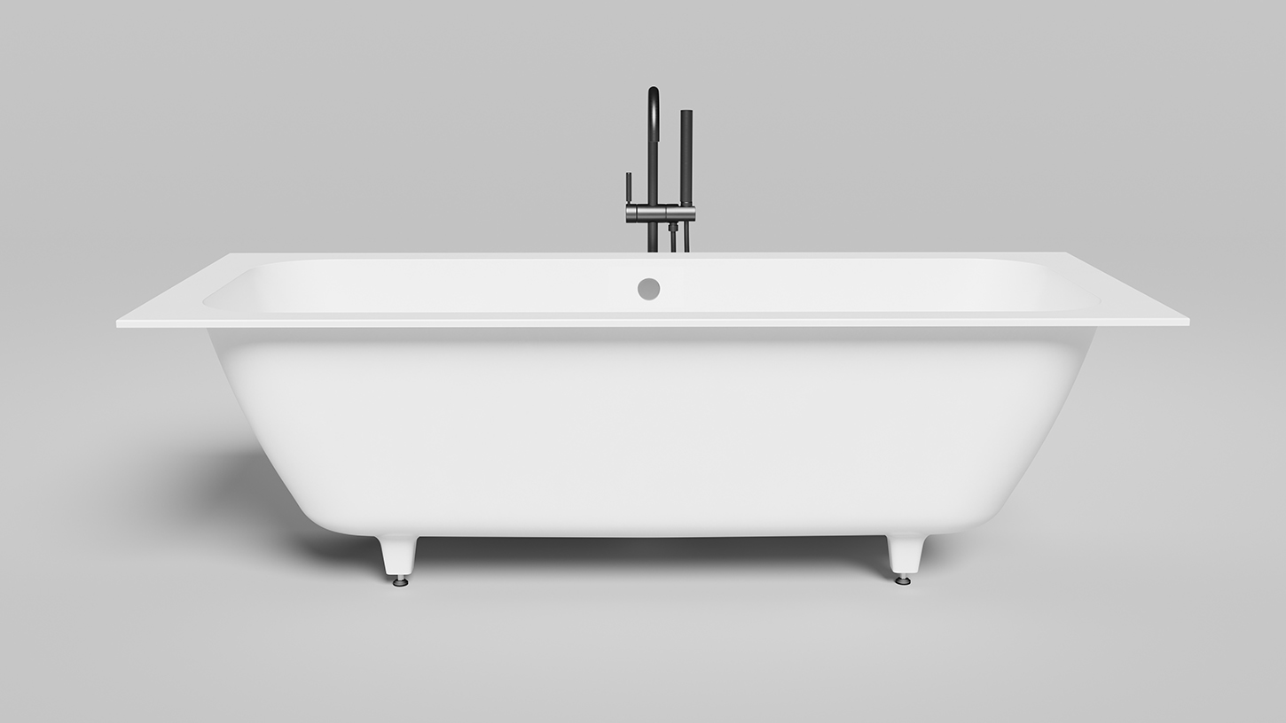 Встраиваемая прямоугольная ванна SALINI ORLANDA AXIS 103211G 805х1911х600 мм, с регулируемыми ножками, из S-Sense, цвет Белый глянцевый