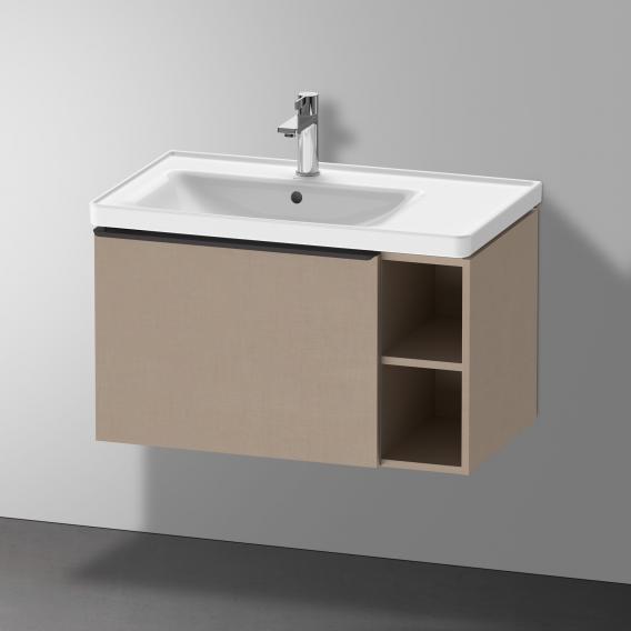 Тумба подвесная под раковину DURAVIT D-Neo DE425807575 784 мм х 452 мм, с выдвижным ящиком и открытой боковой полкой, лён