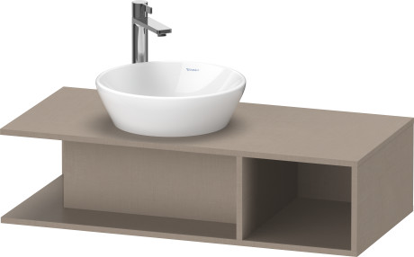 Тумба подвесная под раковину слева DURAVIT D-Neo DE491907575 1000 мм х 480 мм, с открытой боковой полкой справа и консолью, лён