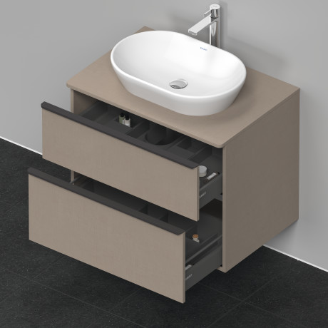 Тумба подвесная под раковину DURAVIT D-Neo DE496707575 800 мм х 550 мм, с консолью, с двумя выдвижными ящиками, лён