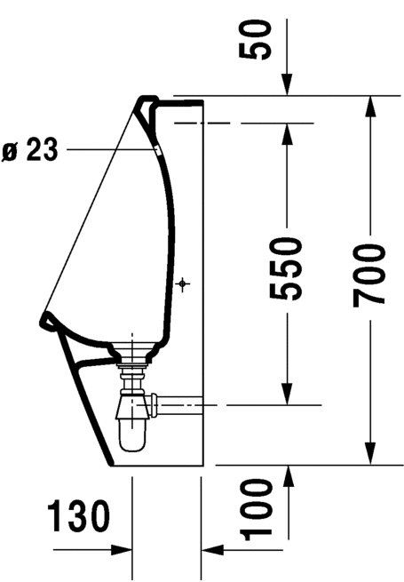 Писсуар подвесной электронный Duravit Starck 3 Rimless 0827252000 с питанием от батареек, без "мушки", без смывного края, белый